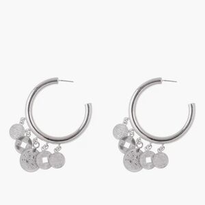 Coin Drop Hoop Earrings Silver-Tone Zaxie by Stefaine Taylor